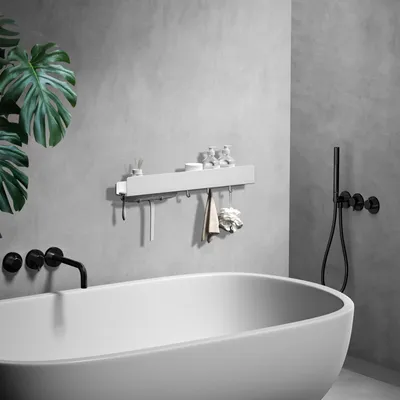 Produktbild von Omgoods – Duschablage ohne Bohren, Edelstahl-Badezimmer-Organizer mit 5 Haken