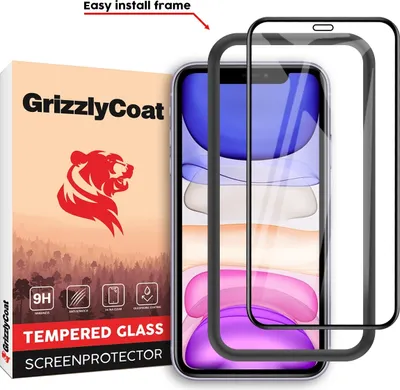 Produktbild von GrizzlyCoat Easy Fit iPhone 11 Panzerglas Gehärtetes Glas Displayschutz - Hüllenfreundlich + Applikator - Schwarz
