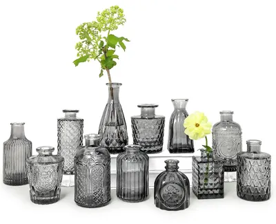 Productafbeelding van Set van 12 zwarte bloempotjes voor bloemdecoraties