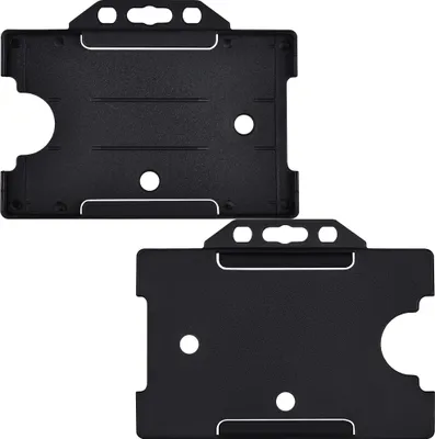 Produktbild von WEBBOMB® 2x Ausweis Halter Kartenhüllen Kartenhalter Schutzhülle Hartplastik Ausweishüllen Horizontal für Ausweise EC-Karten Fahrkarten Dienstausweise Skipass 2 Stück (Schwarz)