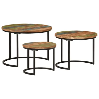 Immagine prodotto di Set tavoli 3 pezzi. Legno massiccio riciclato