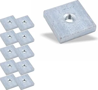 Produktbild von 10x Nutenstein | Gewindeplatte 19x19x4 mm M5 Gewinde mittig | Stahl blau verzinkt