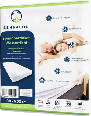 Produktbild von Sensalou Inkontinenz Spannbettlaken wasserdicht Spannbetttuch weiß - 90x200 cm