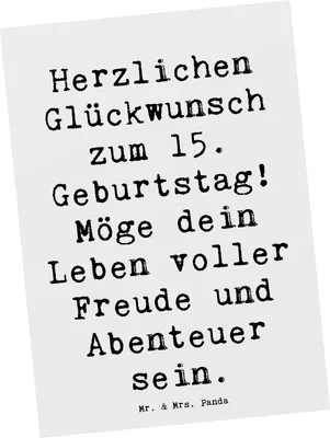 Produktbild von Mr. & Mrs. Panda Postkarte Spruch 15. Geburtstag Glückwünsche - Weiß - Geschenk, neue Möglichkeiten, neues Kapitel, Happy Birthday, Grußkarte, Ansichtskarten, Glückwunsch