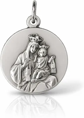 Imagen del producto de Medallas de la Virgen de la Escapular, juego de 3 unidades, fabricadas en latón plateado, para protección y devoción religiosa