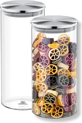 Produktbild von Wilmax Vorratsglas 1300 ml mit Edelstahl Deckel Transparent WL-888516/A