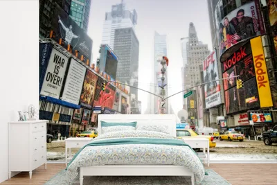 Produktbild von MuchoWow® Fototapete für Wohnzimmer oder Schlafzimmer Wandtapete Vinyl Motivtapete New York - Taxi - Architektur - 360x240 cm - Vinyl-Tapete