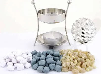 Produktbild von Weihrauchständer mit Teelicht Messing Handarbeit Räucherset Geschenk 2981