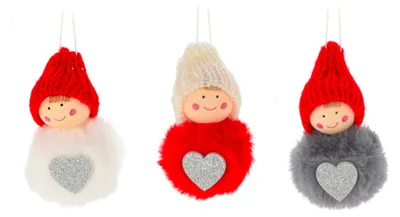 Produktbild von 3er-Set Weihnachtsdeko: Mädchen mit Herz verschiedene Designs, 9 cm