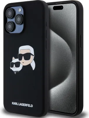 Produktbild von Karl Lagerfeld KLHMP15XSKCHPPLK iPhone 15 Pro Max 6.7" schwarz hardcase Silicone Karl & Choupette MagSafe Schutzhülle