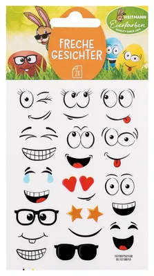 Produktbild von Oster Aufkleber Set Sticker Smiley Gesichter Ostereier verzieren Kinder 2 Bögen
