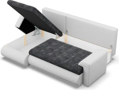 Produktbild von Links Ecksofa mit Schlaffunktion FORESTA, Sofa mit bettkasten 230x159cm, Cord, Dunkelgrau + Weiß