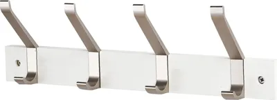 Produktbild von Garderobenleiste, Wandgarderobe 600 mm, 4 Haken, weiß/alu