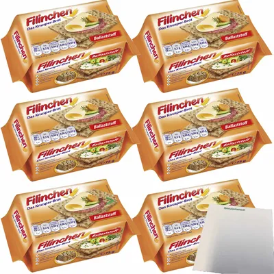 Produktbild von Filinchen das Knusperbrot Ballaststoff 6er Pack (6x75g Packung) + usy Block