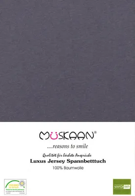Produktbild von Jersey Spannbettlaken 140x200 - 160x200 cm Anthrazit / Dunkelgrau - 100% Baumwolle