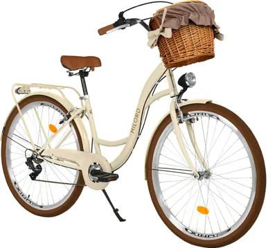 Produktbild von Milord Komfort Fahrrad Mit Weidenkorb Damenfahrrad, 28 Zoll, Beige-Braun, 7 Gang Shimano