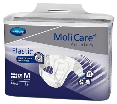 Produktbild von HARTMANN MoliCare Premium Elastic super maxi 9 Tropfen Karton Hüft-/Bauchumfang 85-120 cm, Gr. M 3x