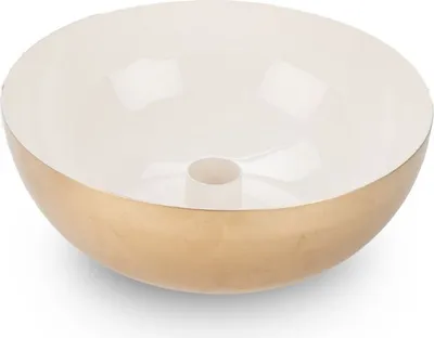 Produktbild von Kerzenhalter-Schale aus Metall in vielen Farben und Größen wählbar , Farbe:Weiß/Gold, Größe:Ø 18cm h. 6.5cm