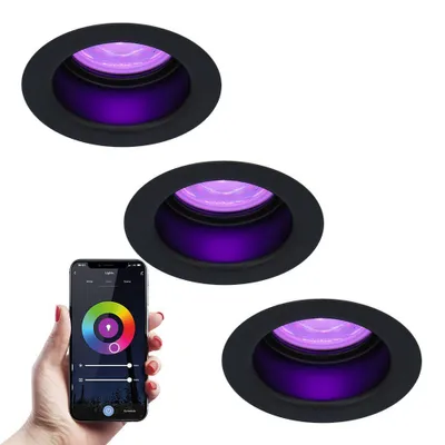Produktbild von hoftronicsmart LED Einbaustrahler 5,5W IP65 RGBWW GU10 Schwarz 3er Set
