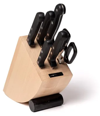 6-teiliges Küchenmesser-Set mit Schere und Holzblock