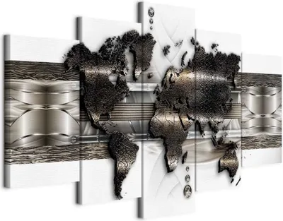 Produktbild von Italienischer Leinwand Leinwandbild - Metal World Map II 225x112.5 cm Karten k-A-0022-b-p
