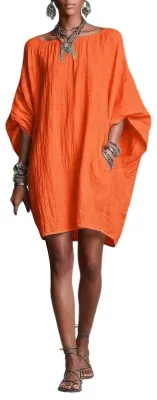 Produktbild von Elzusha – Lässiges Midikleid mit U-Ausschnitt und 3/4-Ärmeln