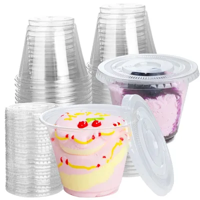 Produktbild von Plastik-Dessertbecher mit Deckel - 50 Stück für Desserts