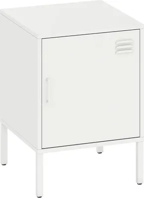 Produktbild von Fortuna Lai Nachttisch aus Stahl, Beistelltisch für verschiedene Zwecke, verstellbares Regal, für Schlafzimmer, Wohnzimmer, Weiß