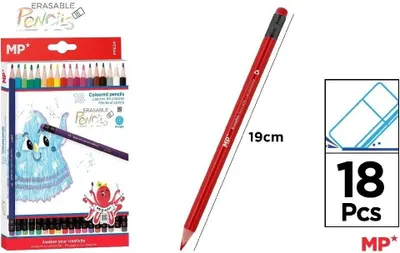 Image de Crayons de couleur effaçables avec gomme, lot de 18