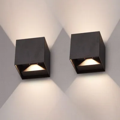 Image de HOFTRONIC - Applique murale LED 7W 3000K dimmable IP65 Noir set de 2