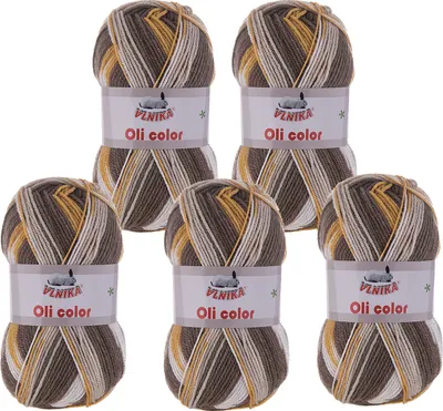 Produktbild von 5 x 100g Strickgarn Oli mehrfarbig selbstmusternd Strick-Wolle Klassikgarn