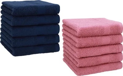 Produktbild von Betz 10 Stück Seiftücher 30x30 cm PREMIUM 100% Baumwolle  Farbe: dunkelblau und altrosa