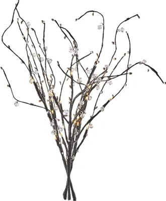 LED Zweig mit Perlen, 60 cm, 3x AA, Innen, warmweiss, Timer
