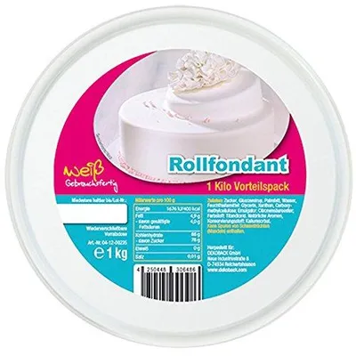 Produktbild von DECOCINO Rollfondant Weiß 1kg – Backdeko für Kuchen Torten Cupcakes – palmölfrei