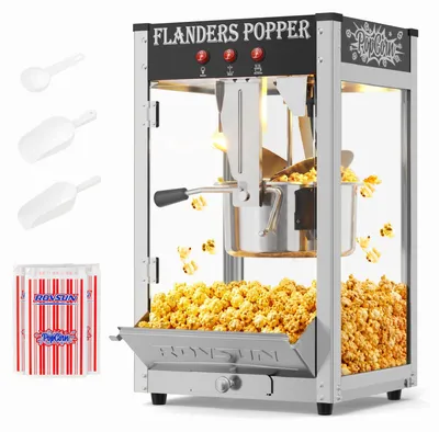 Popcornmaschine 800 W, 40 Tassen, Edelstahlkessel, 3-5 Min.