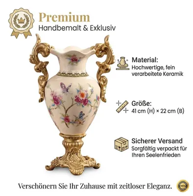 Keramikvase mit Blumenornament
