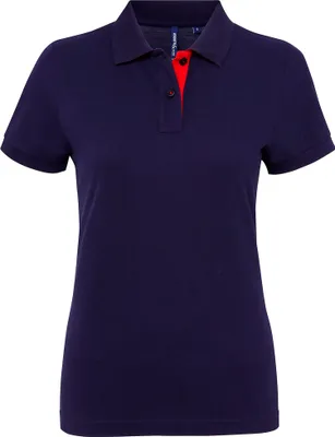 Produktbild von Asquith & Fox Damen Kurzarm Kontrast Polo Shirt RW5353 (M) (Marineblau/Rot)