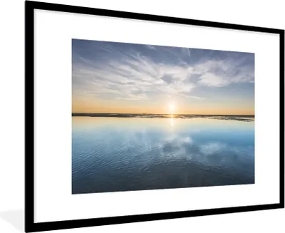Produktbild von MuchoWow® MuchoWow® Gerahmtes Poster Meer - Wolken - Sonne 90x60 cm - Poster mit zchwarzem Bilderrahmen - Wanddekoration - Fotos
