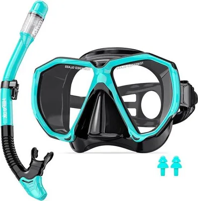 Image de Lunettes de natation pour adultes, noires, avec tuba
