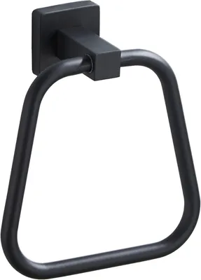 Produktbild von Mattschwarzer Handtuchring für Badezimmer, Küche, Badetuchhalter, Kleiderbügel, Wandhalterung, robuster Edelstahl
