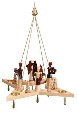 Produktbild von Lichterkranz  Adventskranz Stern mit Engel und Bergmann BxT = 50x50cm NEU