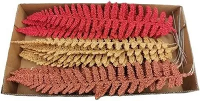 Produktbild von artplants.de Künstliches Königsfarn Blatt ALANEA, 15 Stück, gelb-orange-rot, 45cm - Kunst Farnblatt
