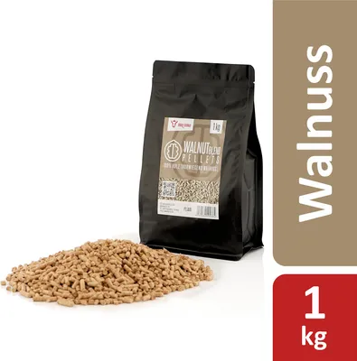 Zdjęcie produktu dla BBQ-Toro Walnut Blend pellet wykonany w 100% z drewna (głównie orzecha włoskiego), 1 kg, do grilla, wędzarni i nie tylko