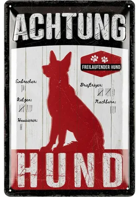 Produktbild von Warnung vor dem Hund Schilder, retro Blechschild vorsicht Hund Schild, Achtung Hund Schild lustig, Warnschild Hund, gewölbt 20x30cm