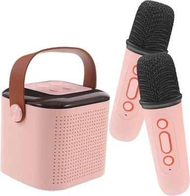 Obrázek produktu pro Bezdrátový karaoke reproduktor s mikrofonem, růžový, malý