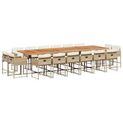 Produktbild von vidaXL 17-tlg. Garten-Essgruppe mit Kissen Beige Poly Rattan