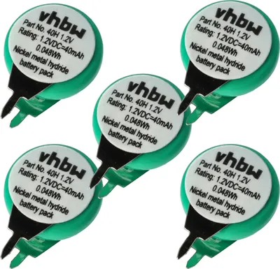 Produktbild von vhbw 5x NiMH Ersatz Knopfzellen-Akku (40 mAh, 1,2 V, NiMH)