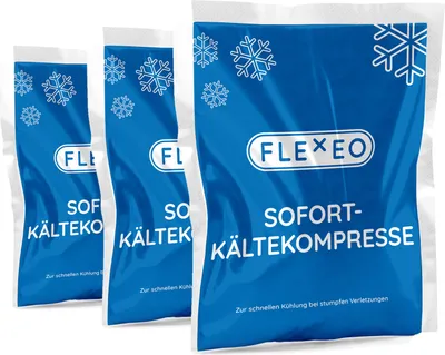 Produktbild von FLEXEO Sofort-Kältekompresse klein 8 x 13 cm Kühlkompresse Kühlpack, 60 Stück