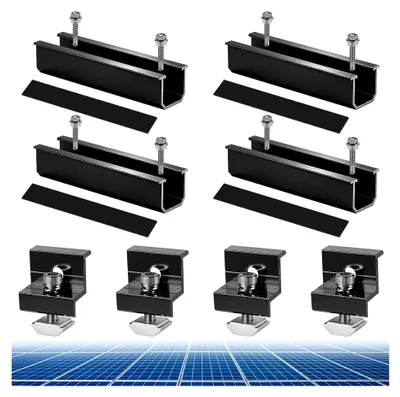 Produktbild von Solarpanel Halterung für Trapezblech in Schwarz, Befestigung für Solarmodule mit Zubehör