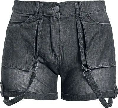 Produktbild von EMP Stage Collection Damen Shorts mit Rockhand Stickerei schwarz 29